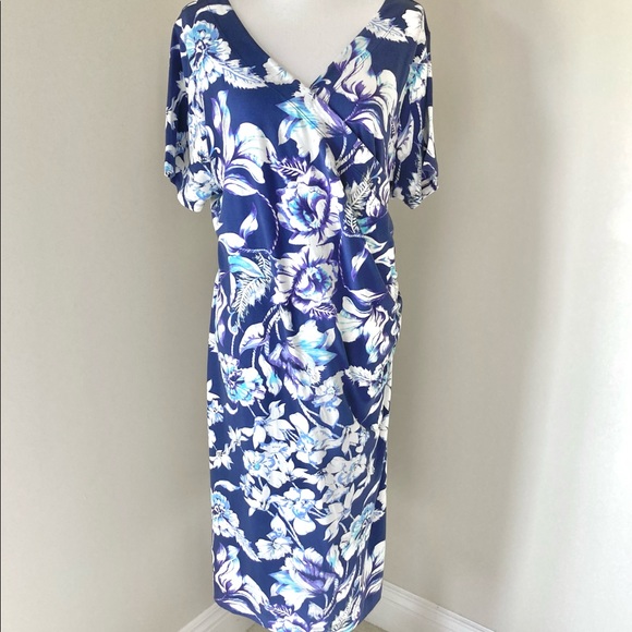 Soft Surroundings Shapely Anywhere Floral Dress Size 1X Tropical Blue - Picture 2 of 10